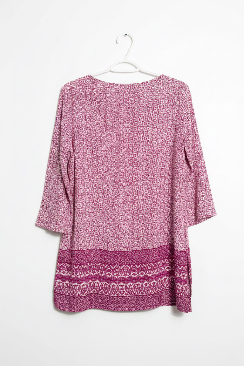 The Limited Women’s 3/4 Sleeve Geometric Print Tunic Blouse Purple Pink Size Medium