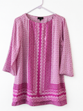The Limited Women’s 3/4 Sleeve Geometric Print Tunic Blouse Purple Pink Size Medium
